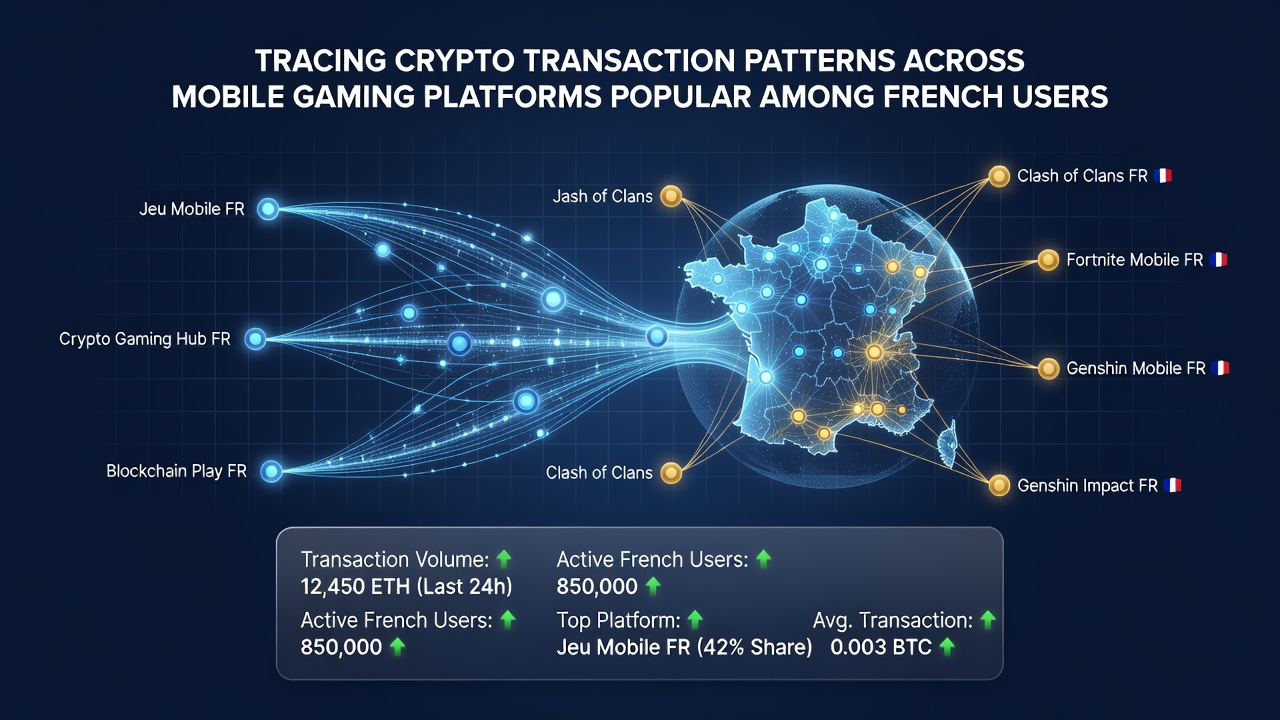 Network graph showing clustered crypto flows between mobile gaming wallets